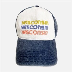 Home Free Cotton Wisconsin Embroidered Xs Three Six Panel Baseball Cap 💛💙🧡